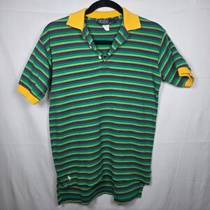 Polo Ralph Lauren Vintage Striped Polo Shirt Green Yellow Red Blue M/L